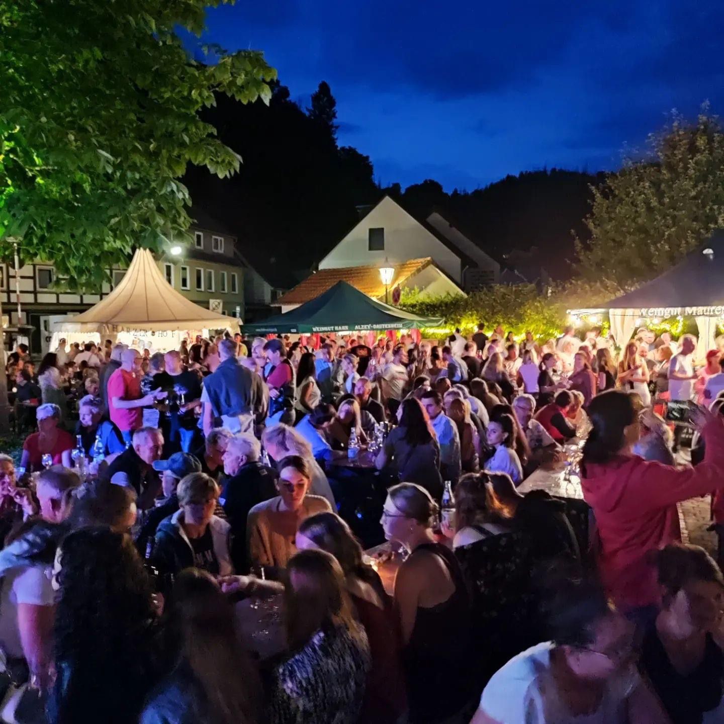 Referenzen und Events Abendliches Weinfest auf dem Kirchparkplatz in Bad Lauterberg